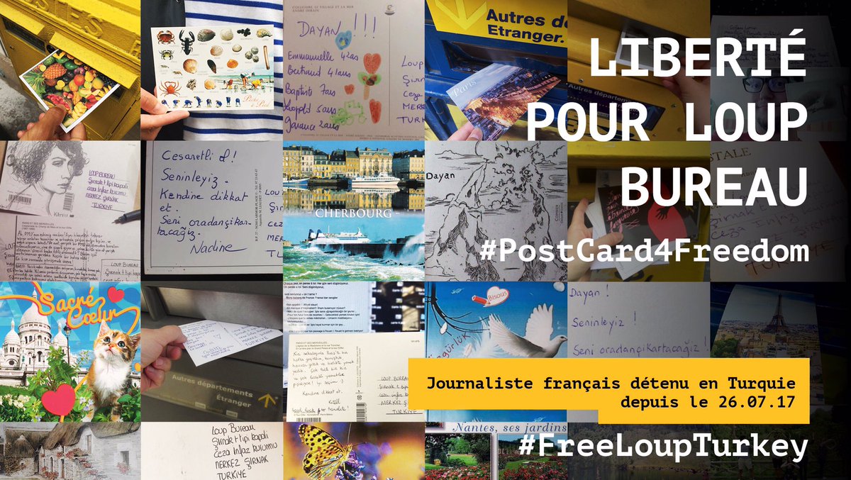 ebothorel's tweet photo. Demain, j'adresserai une carte postale à notre compatriote Loup Bureau #FreeLoupTurkey .  https://t.co/9vDVq0Ai1j #PostCard4Freedom https://t.co/66FU2KkbxR