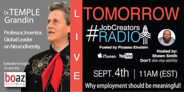 dontdismyabilit's tweet photo. Tune in tomorrow for our next #JobCreatorsRadio interview with special guest #TempleGrandin! #iTunes #YouTube https://t.co/GQv566Q718 https://t.co/iSK8KPFD7f