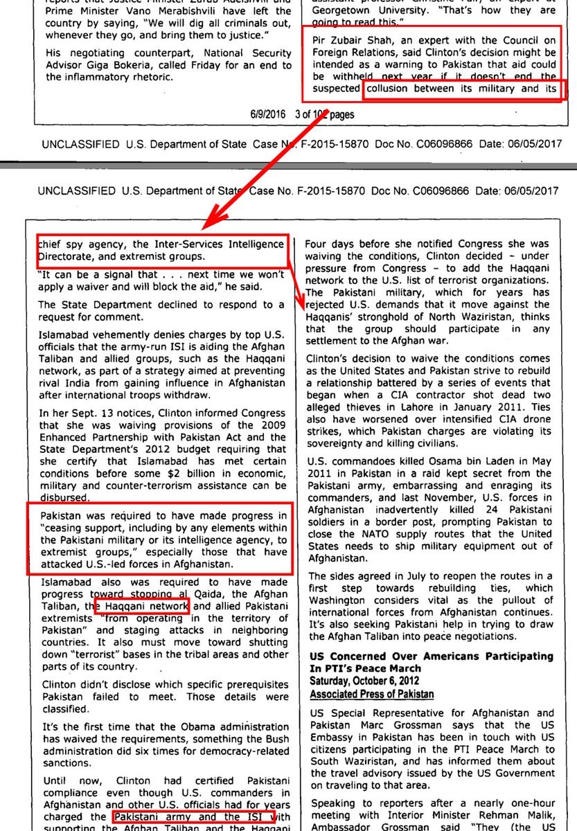 Hillary waived the restrictions knowing that Pakistan's military was entangled w/ISI and had killed Americans:  #Haqqani