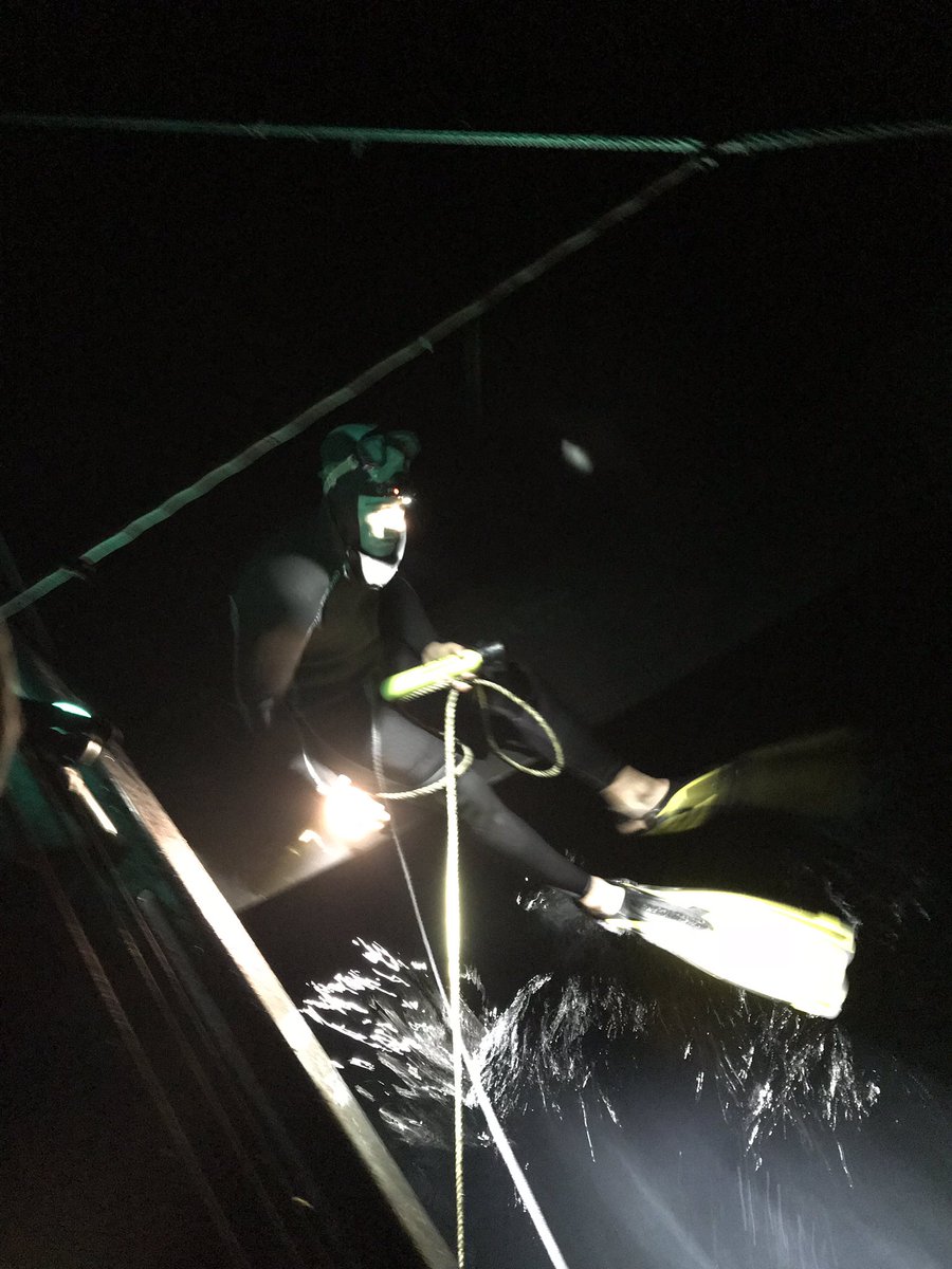Lobster Pot off the Tuskar Rock at 3am required me to swim the propeller shaft and free it. No sharks came for a nibble..