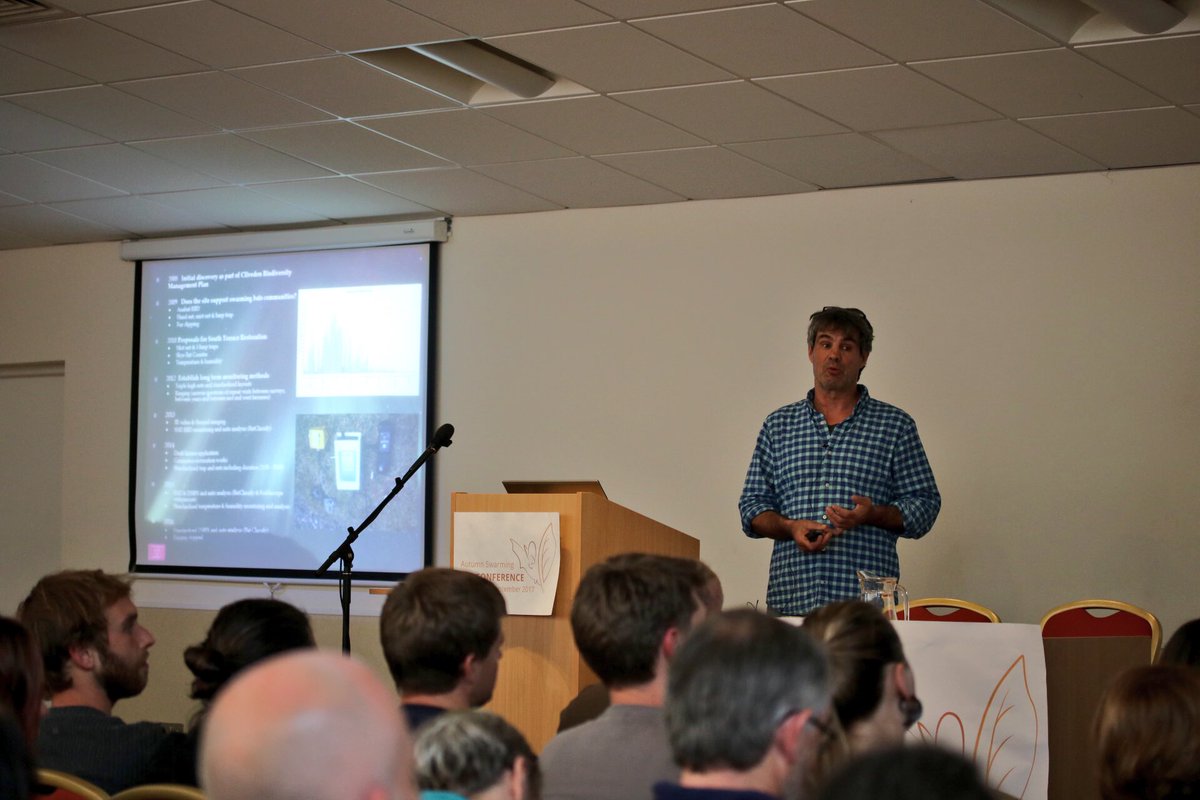 AutumnSwarming's tweet photo. Great talk by @Chris_bats on swarming Bechsteins at this afternoon's talks at the #ASBatConf: 
Working with the architects for a solution https://t.co/DcUgYUfvjL