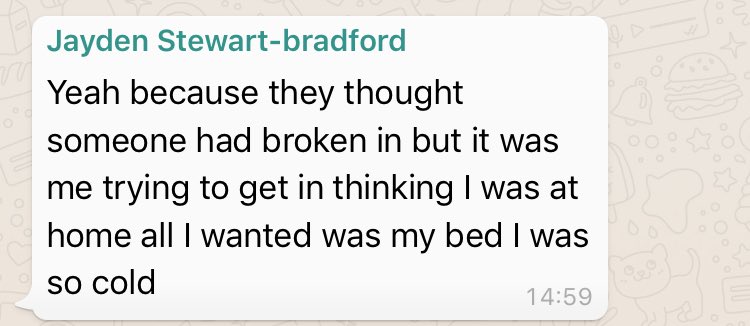 alexhallTF's tweet photo. So @jaydensb 's night was highly eventful 😂😂 https://t.co/XFVgveHiI4