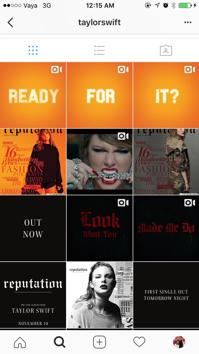 longlonglive13's tweet photo. The first taylor on the right wears orange and the theme for RFI is orange on Taylor's IG. 6th taylor is LWYMMD and black themed!! https://t.co/f3ndNJPGx3