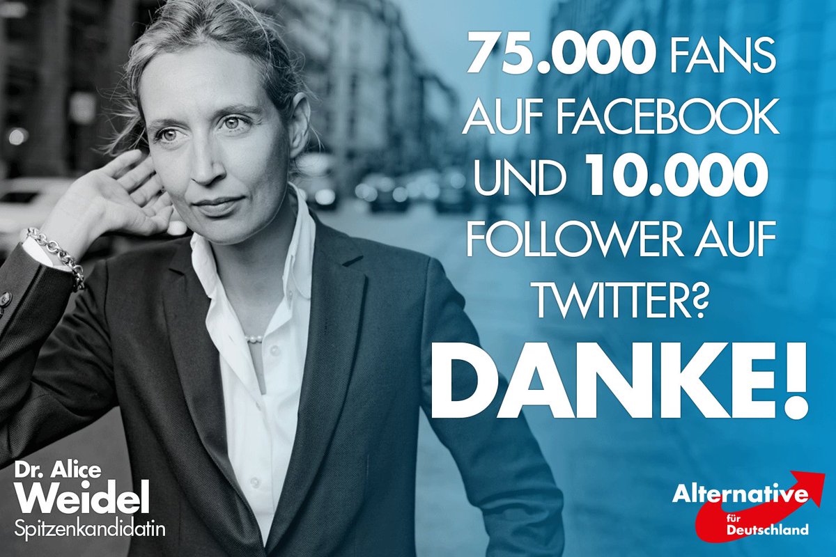 Alice_Weidel's tweet photo. Die Unterstützung der #AfD kurz vor der #Btw17 ist überwältigend!
Auch für den zahlreichen Besuch meiner Wahlkampfauftritte 💙lichen Dank! https://t.co/d5IL99jJV0
