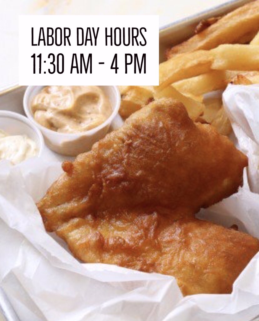 The Chipper is open 11:30 am - 4 pm tomorrow for #LaborDay! Come in for fried cod and chips! #ThanksBeToCod
