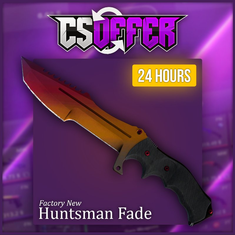 CSOFFERME's tweet photo. ⚡ Huntsman | Fade (FN) GIVEAWAY!!!⚡

RT THIS TWEET+FOLLOW @CSOFFERME TO JOIN

You have 24 hours :) https://t.co/dAMyONjVVK
