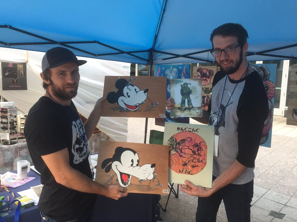 jonstrode's tweet photo. Sharing is caring with @pandapropagandaslc #arttrade #saltlakecity #urbanartsfestival #artistsoninstagram #artfriends #paintings #artlife https://t.co/KairWjVrAo