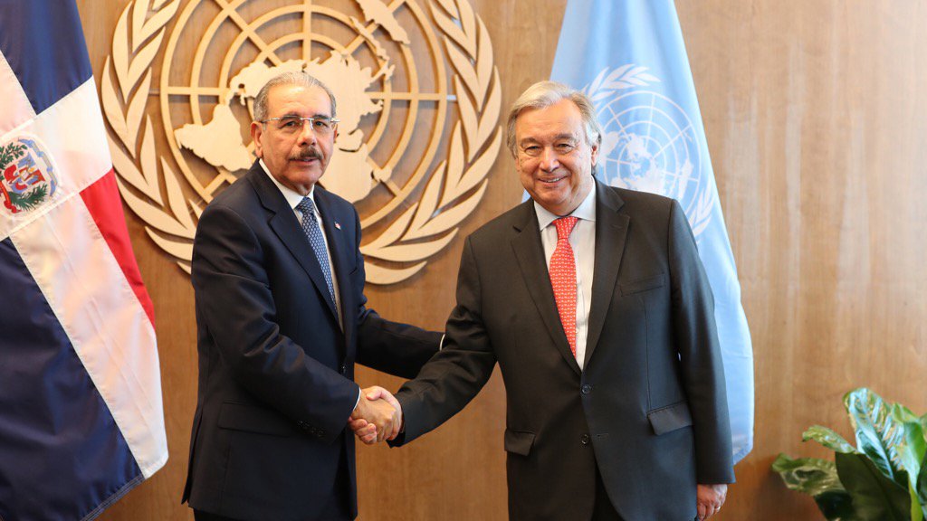 Presidente <a href="/DaniloMedina/">Danilo Medina</a> sostiene bilateral con secretario general ONU, <a href="/antonioguterres/">António Guterres</a>  presidencia.gob.do/noticias/presi…