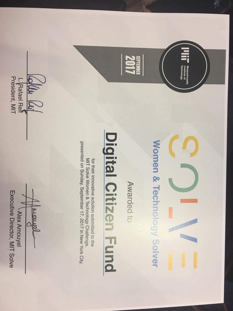 fareshteharia's tweet photo. So proud that DCF is selected as one of the 7 winners for #MITSolveChallenge out of 935 organizations from 103 countries! @RoyaMahboob https://t.co/8YwQeRrSyv