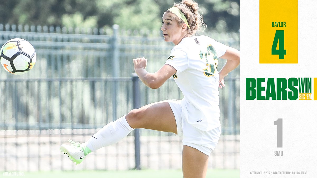 BaylorFutbol's tweet photo. BEARS WIN! 

🐻️⚽️ with the big road W, knocks off SMU in Dallas, 4-1! 

#SicEm https://t.co/qEVN2y1y0I