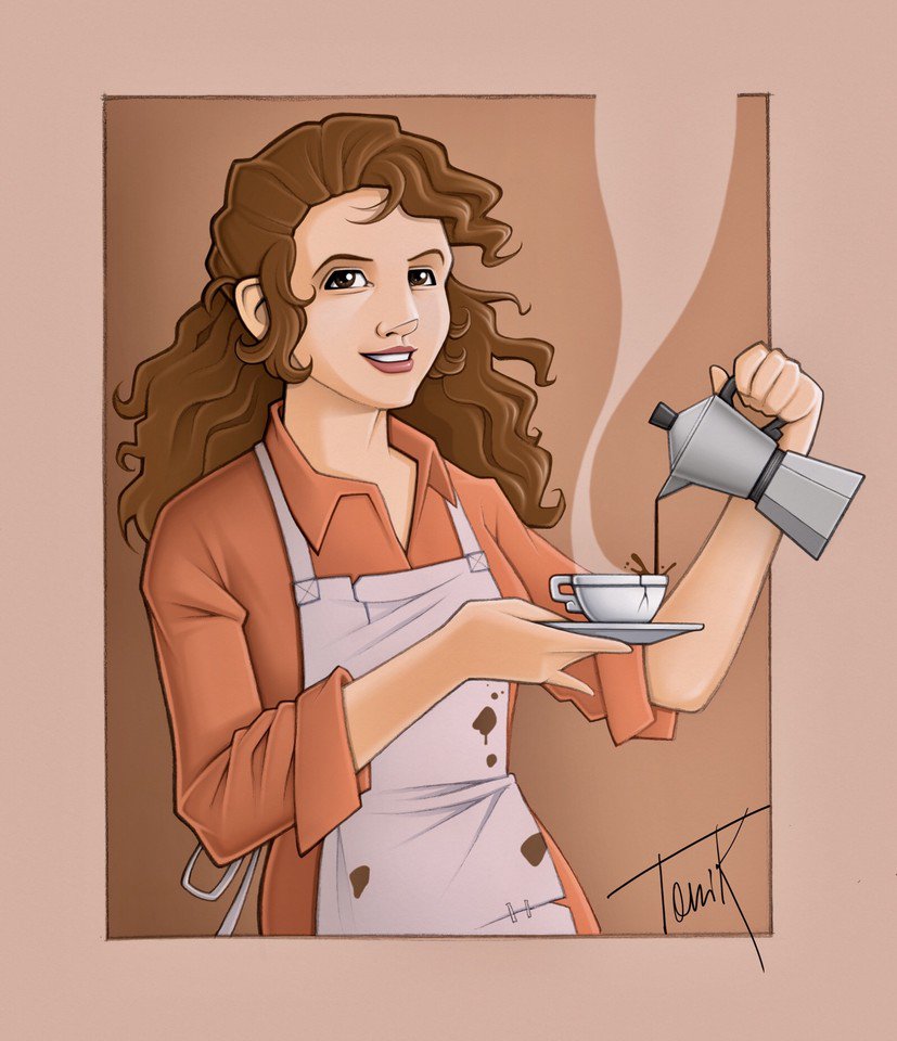 sono_selvatica's tweet image. Buongiorno gente! Stamattina il caffè ve lo offre LadyCoffee, il bellissimo disegno che @TaniK72 ha fatto per me. La Moka c'è, accomodatevi.