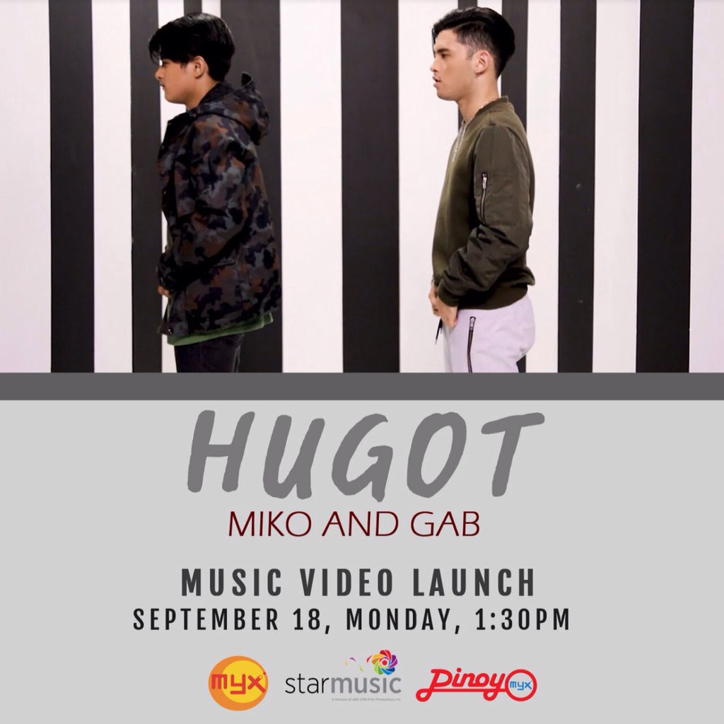 StarMusicPH's tweet photo. Official music video launch of "Hugot" by Miko &amp; Gab sa September 18 na, 1:30PM sa MYX! Abangan! #HugotMVLaunch https://t.co/XS0XMXDUt1