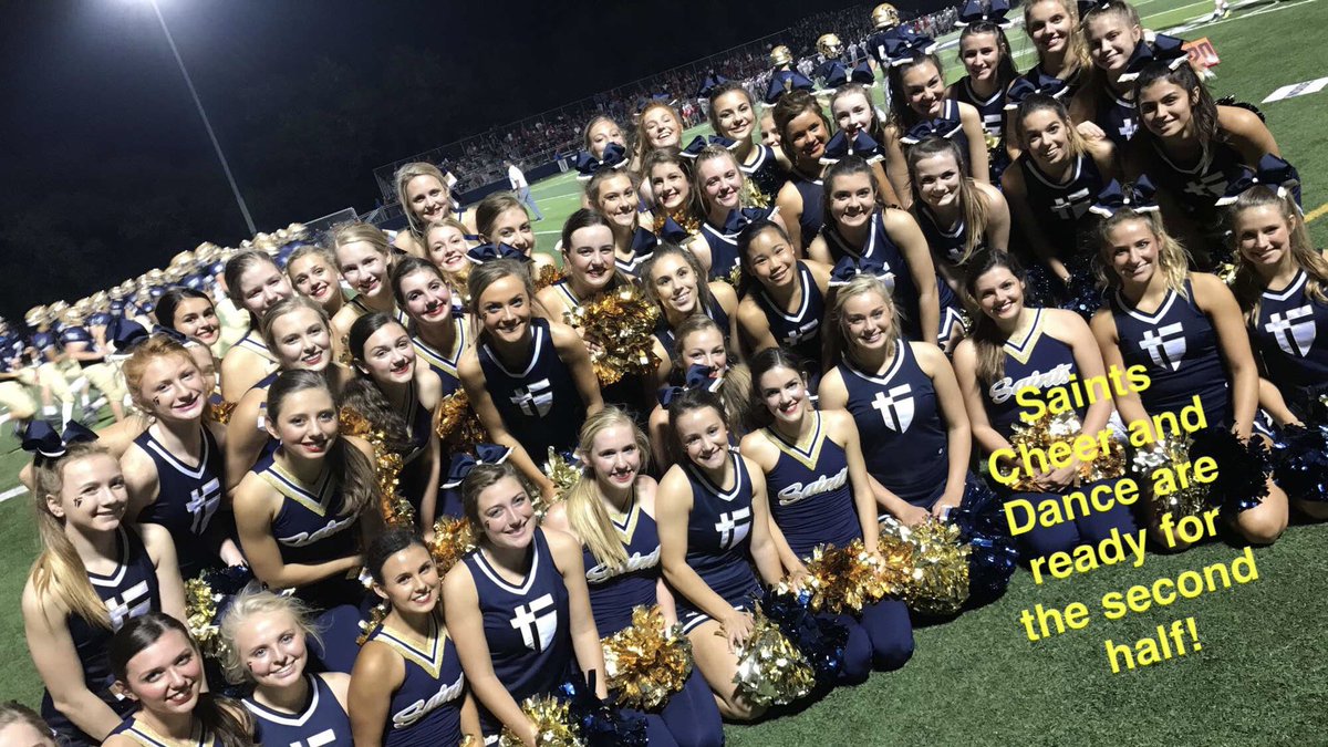 AquinasDance's tweet photo. Love sharing the field with @SAINTSCHEER! https://t.co/tR2Zgeh76r