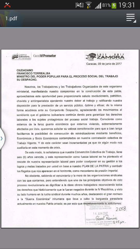 oskr278's tweet photo. #comitepromotor agradece al ministro @NestorOvallesVE x dar respuesta a la solicitud d los trabajadores planteado en el pliego d peticiones https://t.co/WWjh2uHVTY