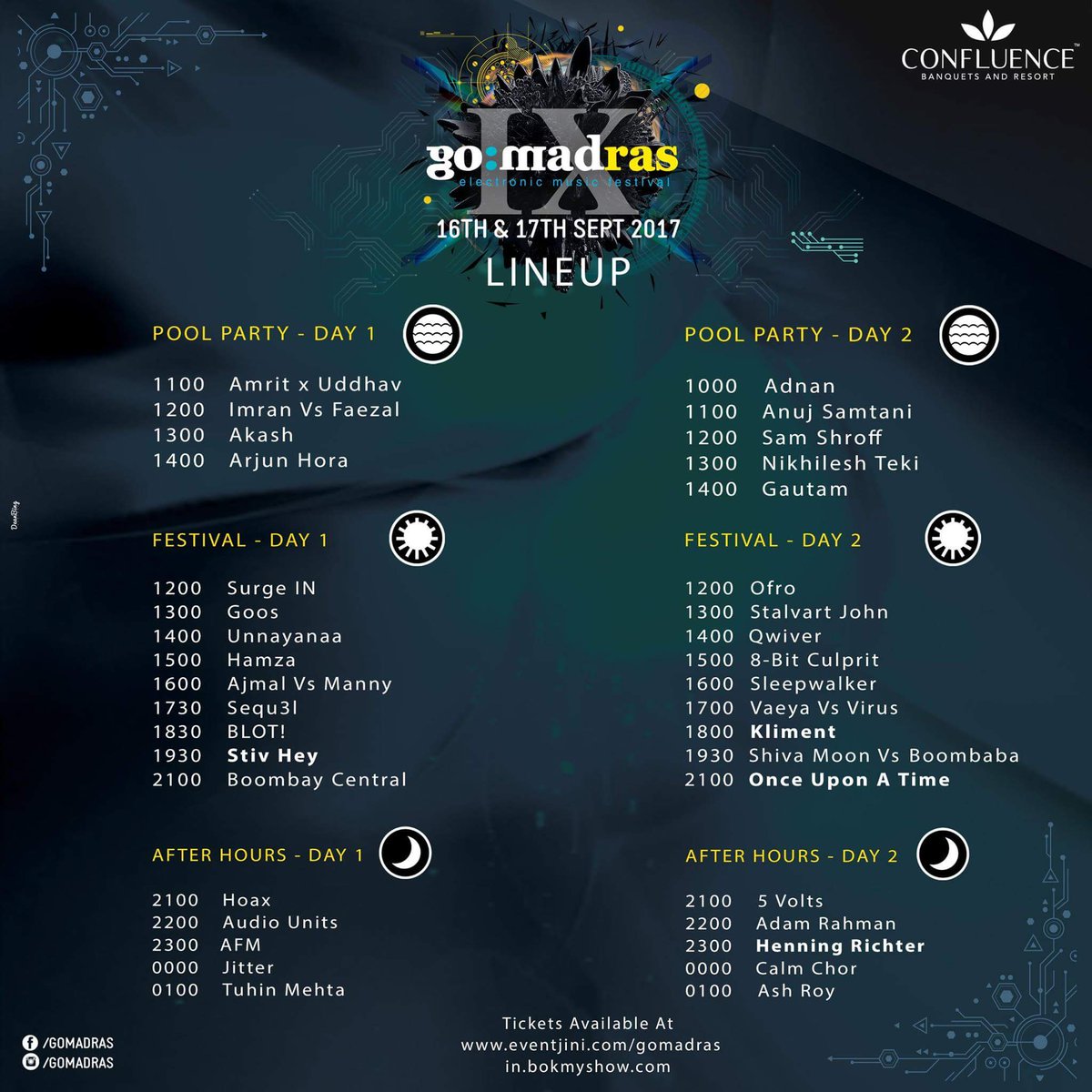 EuphoricMag's tweet photo. @gomadras kicks off today! Here are the full set timings list. https://t.co/s75GjYQHB6