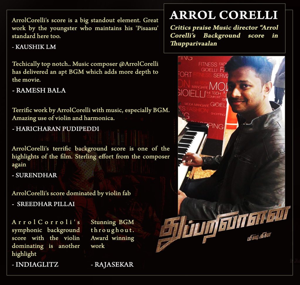 LMKMovieManiac's tweet photo. .@ArrolCorelli will surely go places after what he has shown in #Thupparivaalan. Don't miss this #Mysskin @VffVishal work on the big screen👍 https://t.co/60jEQEVGDf