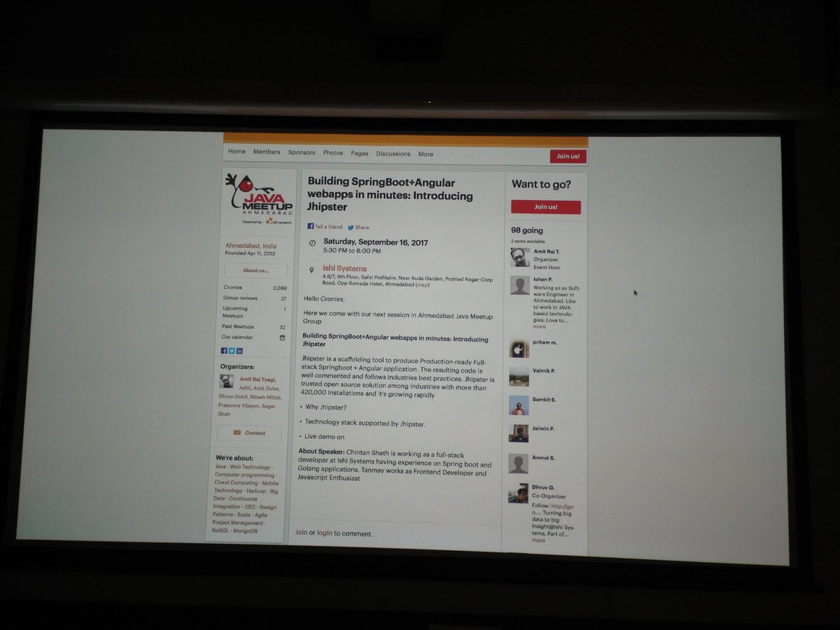 mehtadhaval07's tweet image. Starting in a few moments @JavaMeetup on @java_hipster... #AhmedabadJavaMeetup