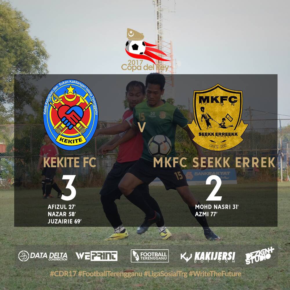 FootballTRG's tweet photo. Matchweek 01
Tamat perlawanan #CopaDelRey2017 - 2
Kekite FC 3-2 Mkfc-Seekk Erreekk FC
#CDR17
#WriteTheFuture
#FootballTerengganu https://t.co/2ISI6iRL66