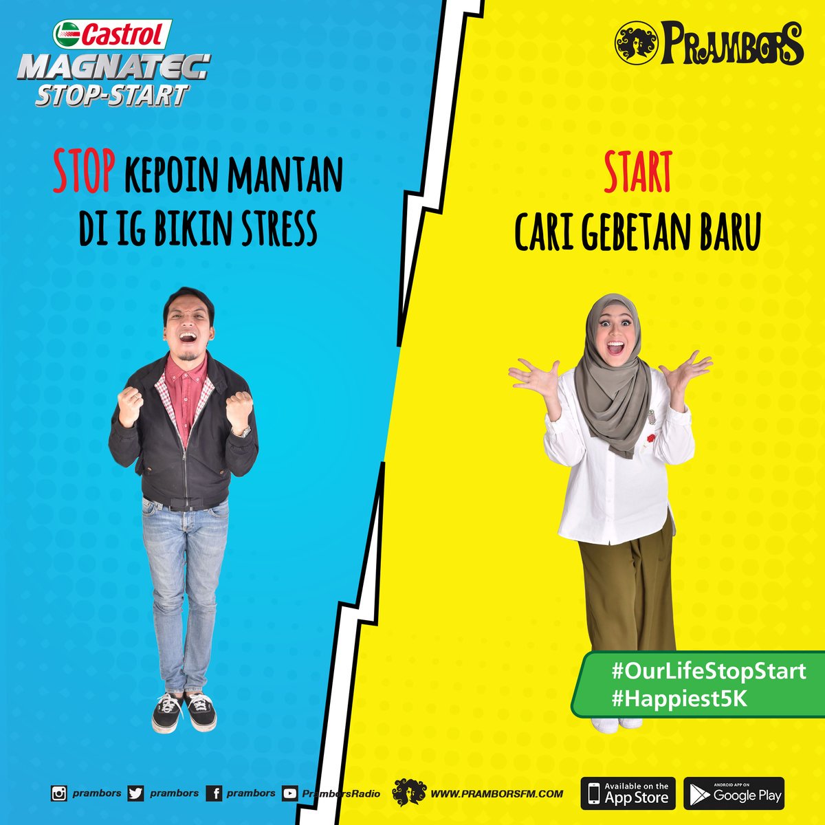 Prambors's tweet photo. Ada 6 tiket #thecolorrunina dari Castrol MAGNATEC STOP-START untuk 3 pemenang kuis #OurLifeStopStart di IG Prambors! https://t.co/KKE9KM7Ul2 https://t.co/YFzF8wcGqa