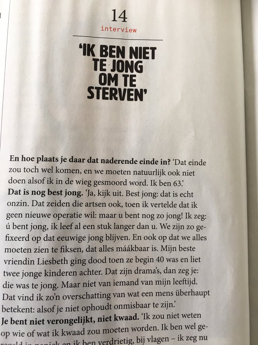 Mediavrouw's tweet photo. 'Het hele idee dat je kunt vechten tegen een ziekte, dat is zo volstrekt malotig', aldus Renate Dorrestein https://t.co/ErYs39zJAk