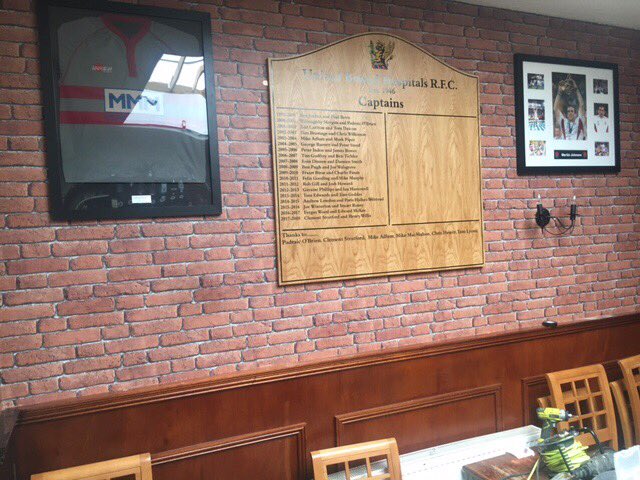 UBHRFC's tweet photo. New Captains board and shirt hanging proudly at Sportsmans Pub (BS1 5AE)! Come along, grab a kep and have a look! #ubhrfc #historyoftheclub https://t.co/Nr93datUUc