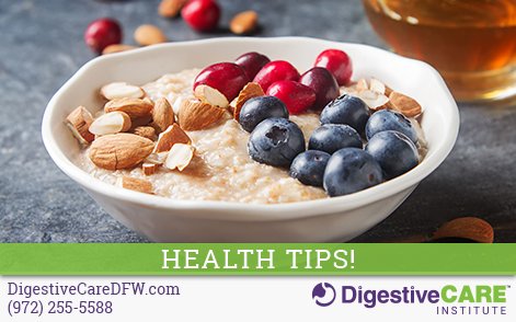 DigestiveDFW's tweet image. Combining insoluble fibers (whole grains, wheat) &amp;amp; soluble fibers (fruit, oatmeal) in your diet means optimal #DigestiveHealth! #HealthTips