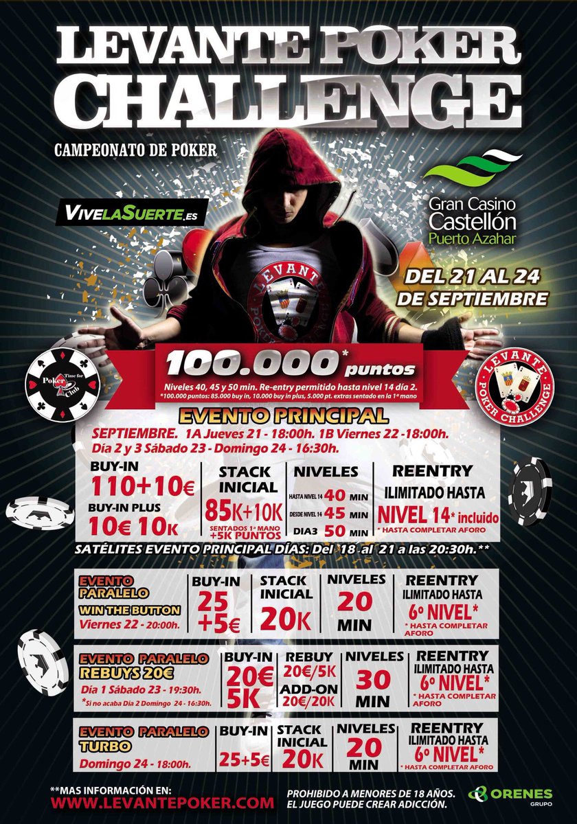 El lunes arrancan los #satélites para la semana del <a href="/LevantePoker/">Levante Poker Challenge</a> ¿preparado?