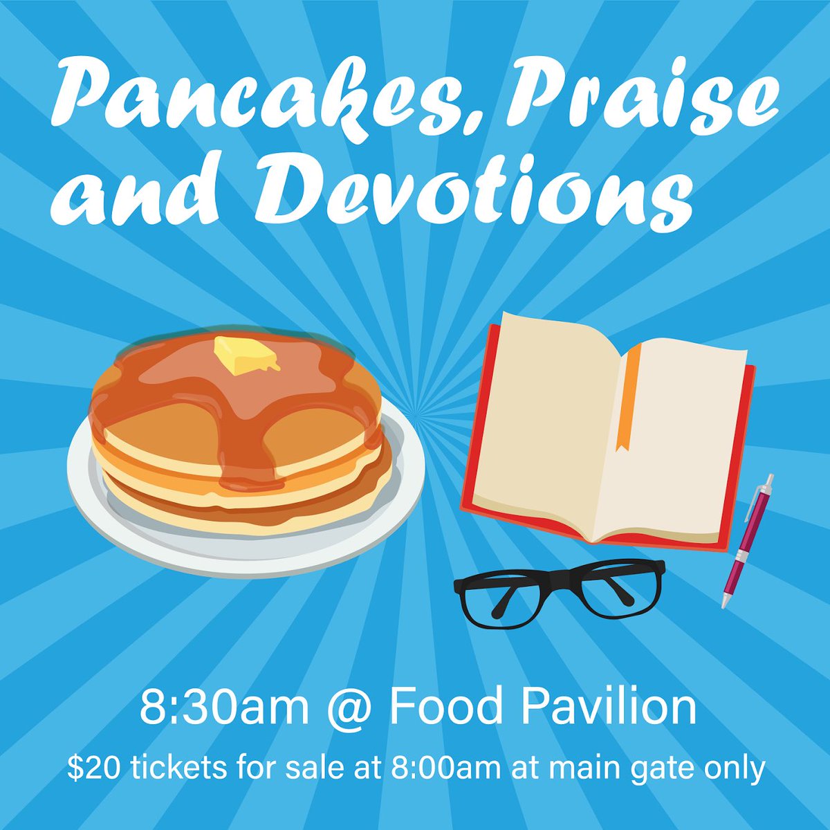 8 AM - yum! Tickets can be purchased at the mains gate starting at 8 AM.