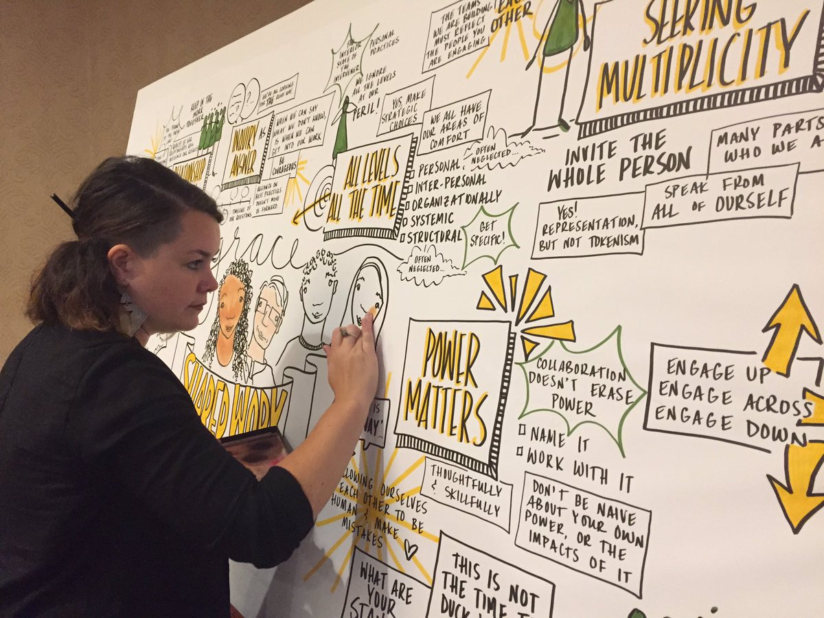 timmerry's tweet image. Enjoying a keynote on Shared Work with @TuesdayRH &amp;amp; @brave_space!