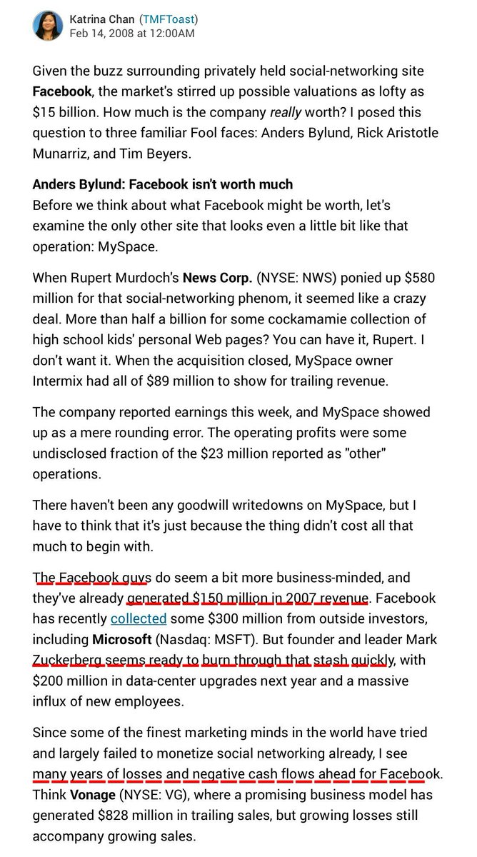 28/ 2008 Flashback:People were still talking about MySpace.Facebook had $150 Million, with an "m", revenue.Zuckerberg was burning cash!