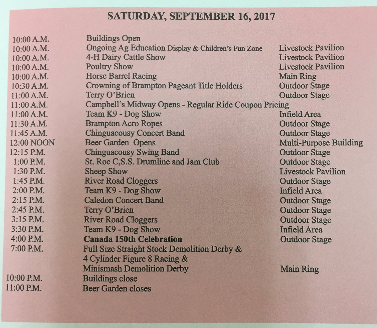 Today's schedule of events!
Lots to see and do! #cometothefair