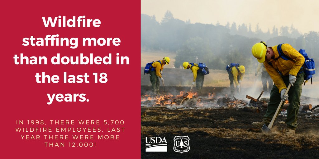 forestservice's tweet image. #Wildfire staffing has increased 114% since 1998