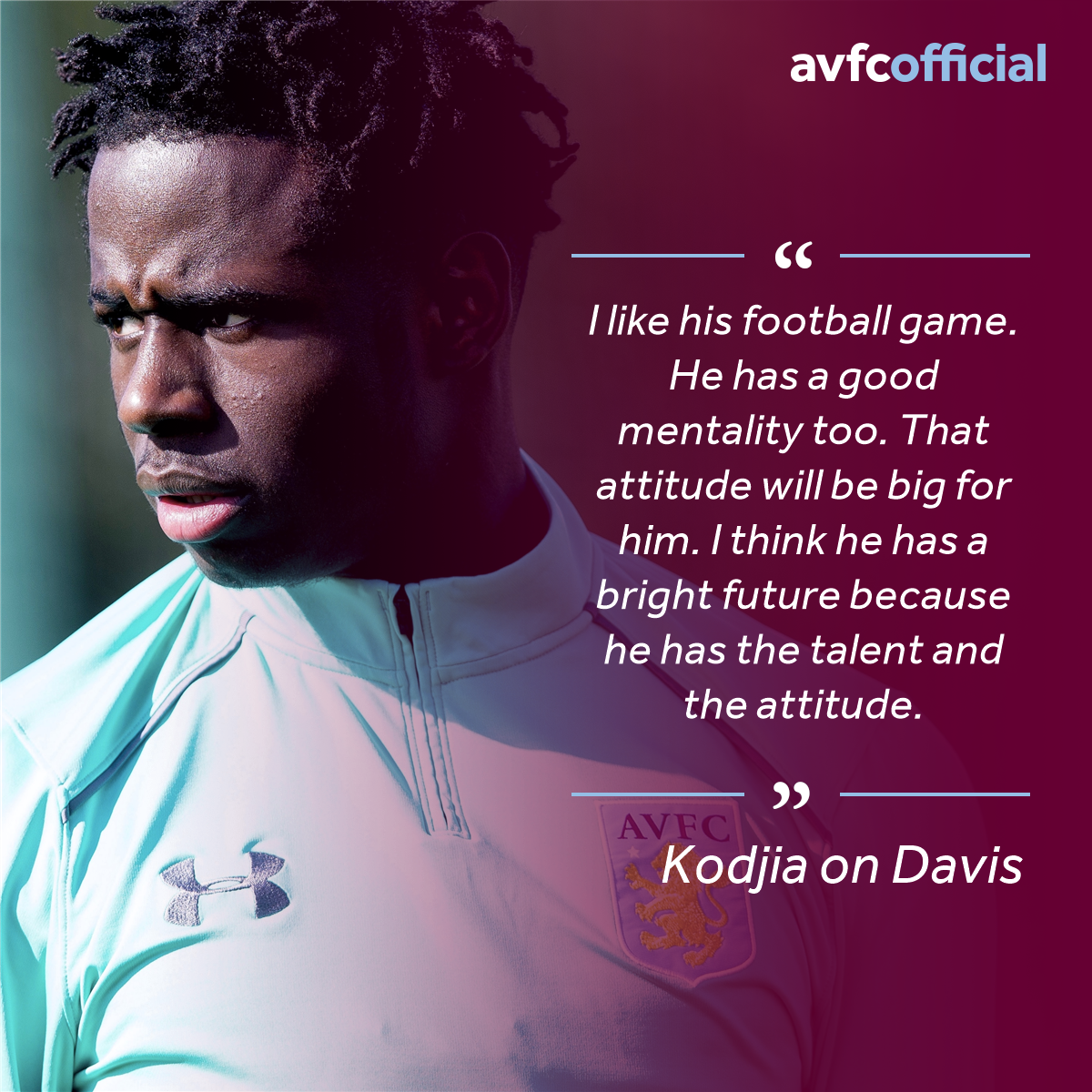 💬️⚽️ @J_Kodjia: Why I believe @KeinanD100 has a big future at the club…  #PartOfThePride #AVFC https://t.co/ekZ42j447o