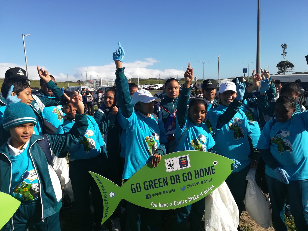 WWFSASSI's tweet photo. #WWFSASSI at Strandfontein Beach clean up with 1 of our sustainable seafood partners, @WoolworthsGBJ. SASSI interview on Expresso show soon! https://t.co/JJlZvlBldd