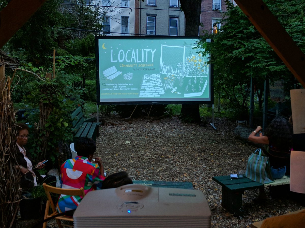 TNRbrooklyn's tweet photo. Setup shot from our garden #filmscreening on Wednesday. Stop by 1100 Bergen St for @BQLT open garden day 10-4pm today. #thenewregulars https://t.co/aLNkRTu2nG