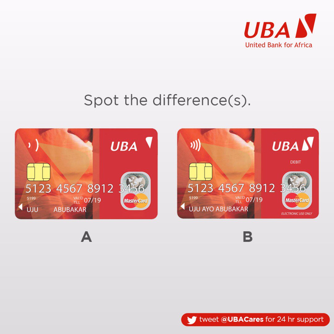 UBAGroup's tweet photo. Can you spot the differences in the two #UBACards? https://t.co/xIvVz0Pkx0