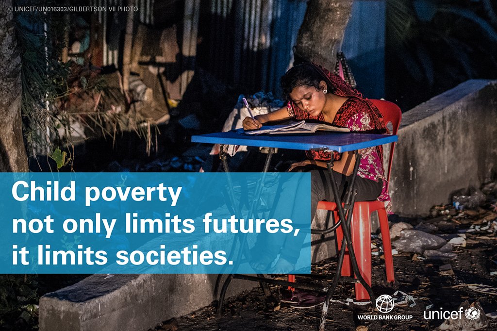 WorldBankGroup's tweet photo. Child poverty not only limits futures, it limits societies #EndPoverty @UNICEFSocPolicy https://t.co/jo0HUrldUO https://t.co/vW8E5GV9Ty