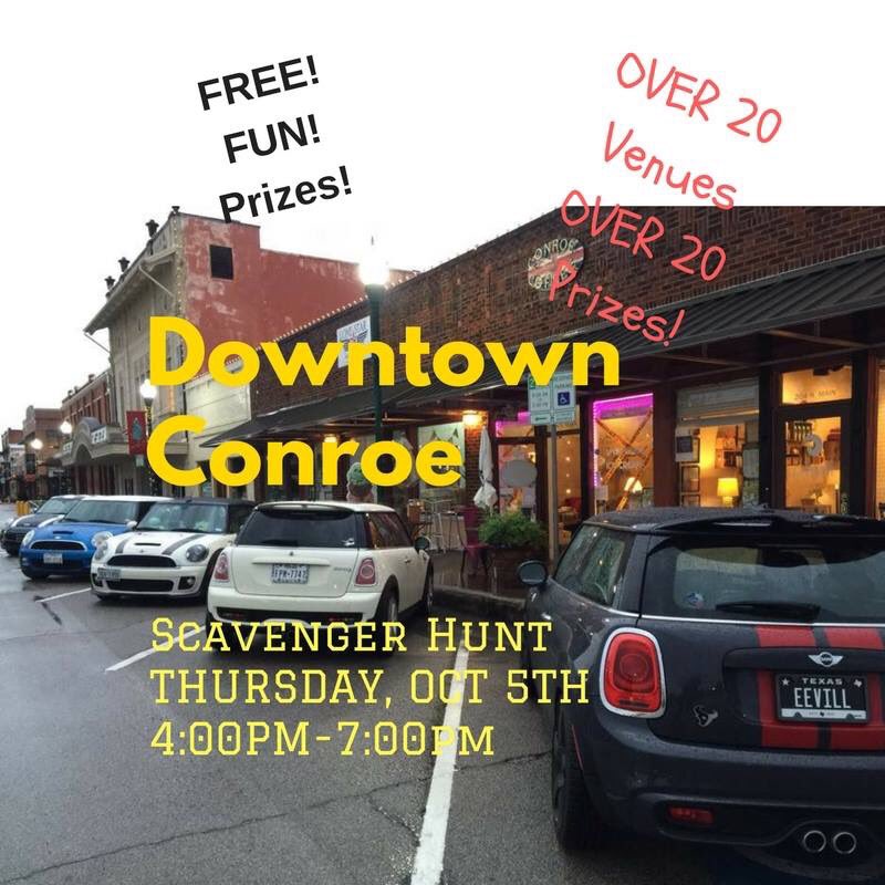 Scavenger Hunt through #DowntownConroe FREE Thursday, Oct 5 4-7.