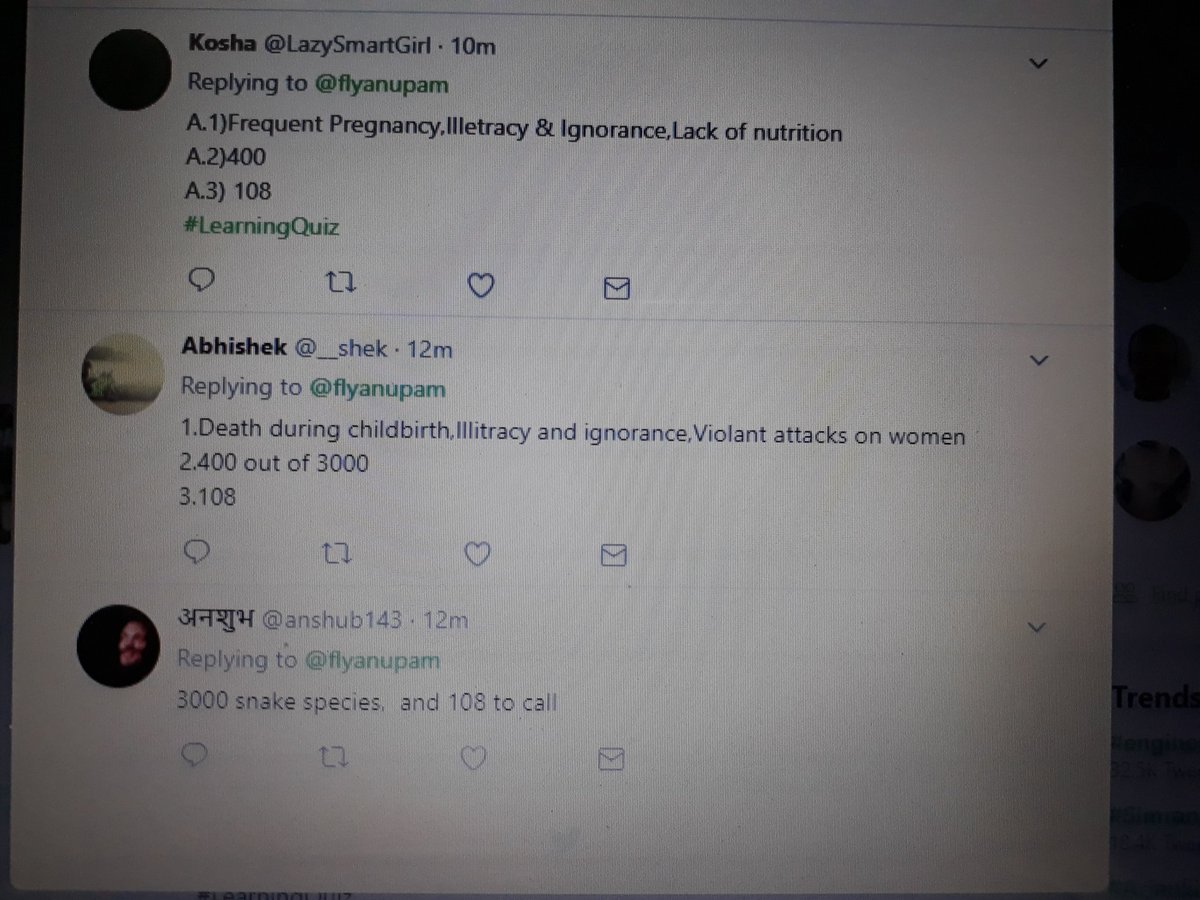 beeanup1's tweet image. According to data, first correct full answers were given by .@__shek and .@LazySmartGirl  . Congratulations.  #LearningQuiz