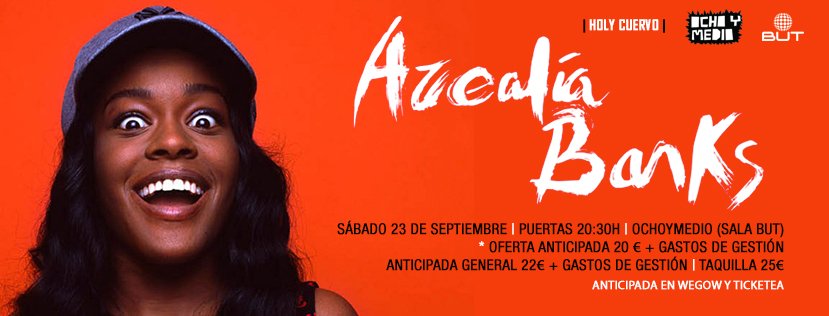FlashTVLA's tweet photo. Prepárate #Madrid para #AzealiaBanks  en vivo desde @ochoymedioclub este 23 de Septiembre !!! @HolyCuervo 😱💥⚡ https://t.co/b4c6QTFVWF