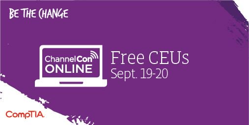 CompTIA's tweet photo. Have plans Tuesday? Pick up some CEUs by joining us for #ChannelCon17 Online: https://t.co/pXvc9Zpqdh https://t.co/POkNQUwFiB