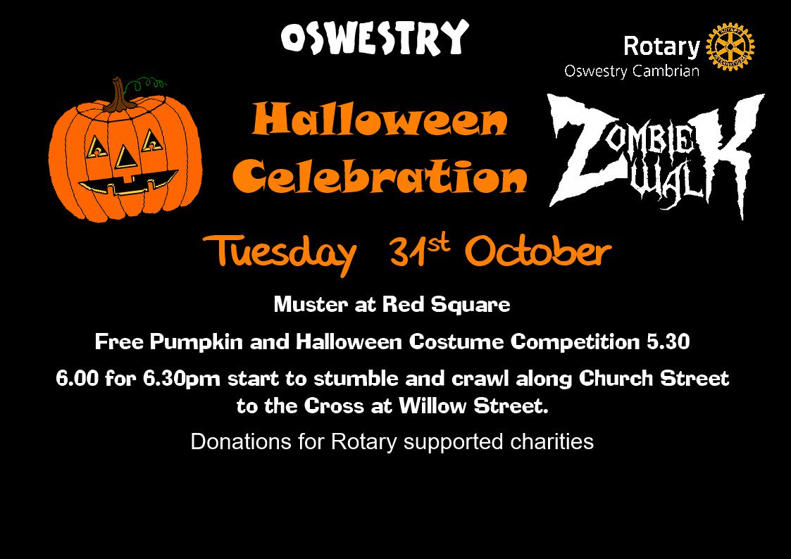The undead will be walking the streets of Oswestry on the evening of 31st October. Along Church Street anyway! oswestrycambrianrc.o.uk