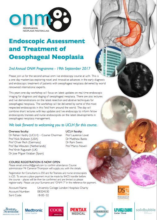 Oesophageal Neoplasia Masterclass (@oesophagealmast) on Twitter photo Join us Tues 19th Sept for the 2nd Oesophageal Neoplasia Masterclass with <a href="/rehan_haidry/">Rehan Haidry</a> <a href="/matthewbanks/">matthewbanks</a> supported by <a href="/BritSocGastro/">BSG</a> #ONM2017 Join us Tues 19th Sept for the 2nd Oesophageal Neoplasia Masterclass with <a href="/rehan_haidry/">Rehan Haidry</a> <a href="/matthewbanks/">matthewbanks</a> supported by <a href="/BritSocGastro/">BSG</a> #ONM2017