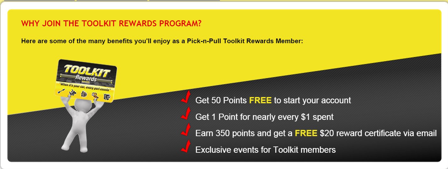 PicknPull on Twitter "Get the toolkit reward points you deserve