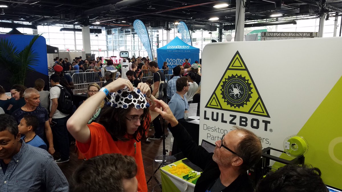 lulzbot3D's tweet photo. Stop by @worldsfairnano for live #3DP demos and to view your brainwaves/#EEG through the #Ultracortex by @OpenBCI, #3DP by @TangibleCreate https://t.co/gupkX1FcjU
