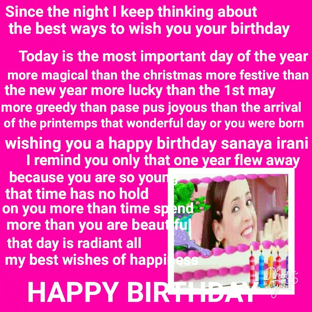 Wishing you a happy birthday sanaya irani 