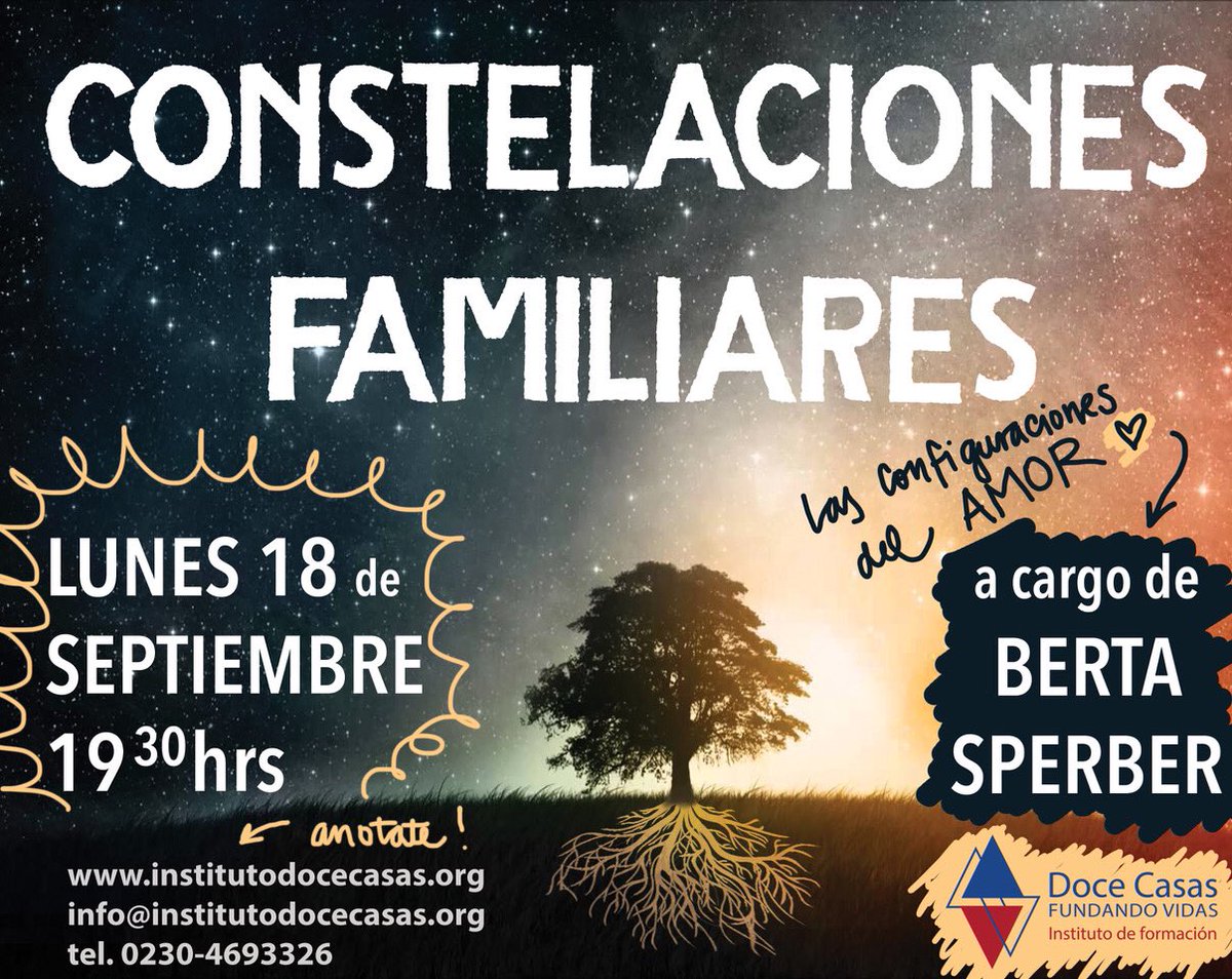 FerBergel's tweet photo. Próximo lunes 18 Hs en el @docecasas12 "Constelaciones Familiares" con la Licenciada Berta Sperber https://t.co/NohqiVR55b