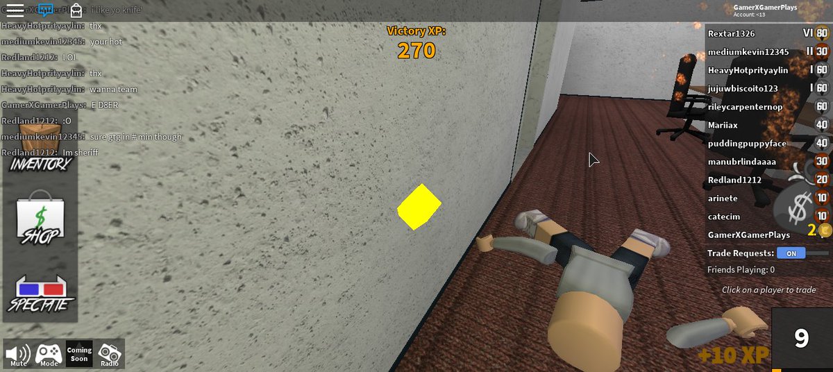 Robloxrules17's tweet image. in murder mystery a guy said you hot heres a pic