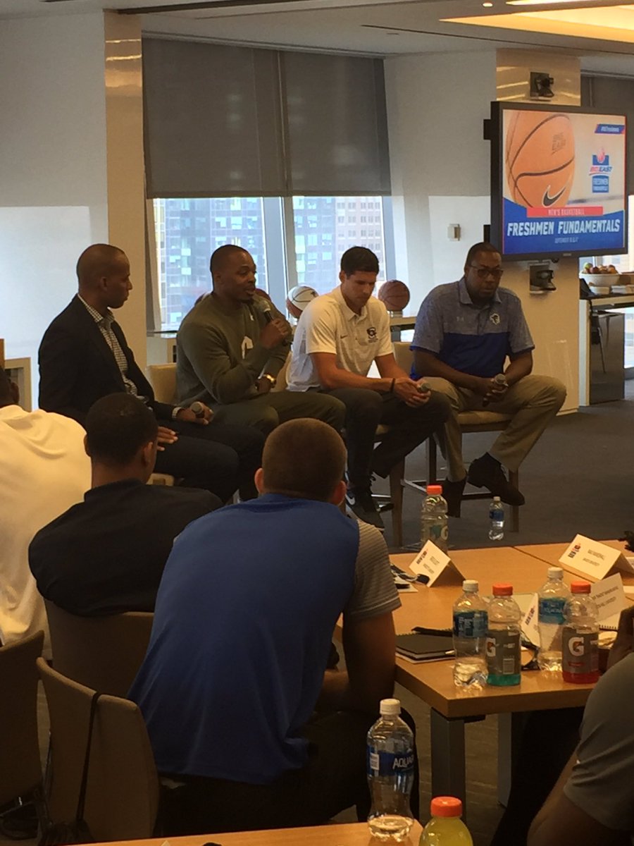 We're in NYC today at the <a href="/BIGEAST/">BIG EAST Conference</a> Freshmen Fundamentals event with  <a href="/JerryWalkerJC/">Jerry Walker</a> , @dougmcdermott, and <a href="/randyfoye/">Randy Foye</a>! #TWJC #BEfreshmen