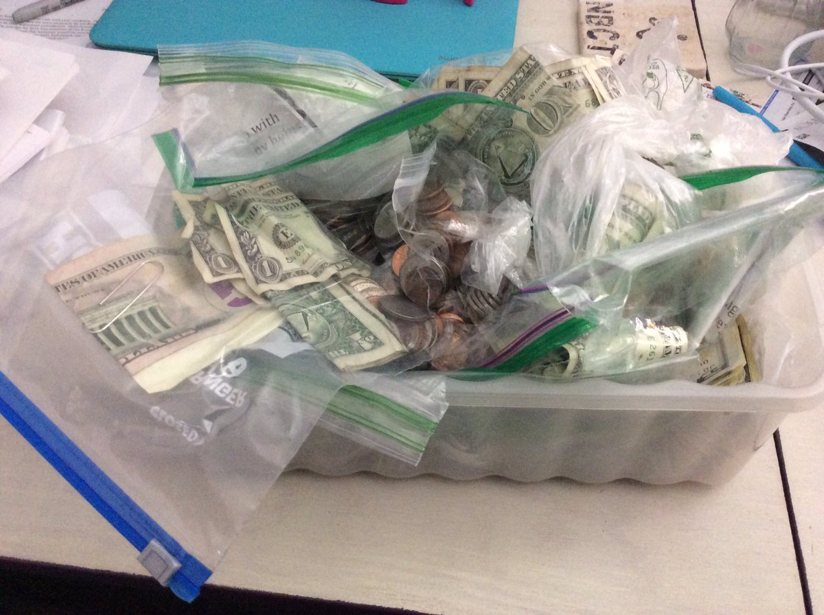 daynomiterox's tweet photo. This is what $100.03 of love looks like from my first graders @JFLongSchool and that's just coins!!! #HarveyRelief #HelpingHouston https://t.co/0Zg7c4Ox7V